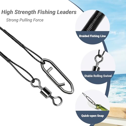 QISHUO High Strength Fishing Leaders Wire Rigs Freshwater Fishing Leader Stainless Heavy Steel Wire Leaders Saltwater Black Nickel - size: Size #1 (5.9in-20lb) 50pcs