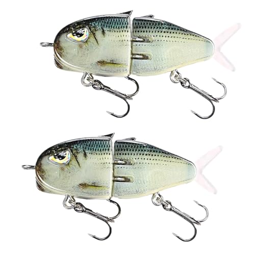 2Pcs Mini Glide Bait for Bass Fishing,Slow Sinking Fishing Lure,Freshwater Saltwater Multi Jointed Swimbait Wobbler,for Amazing Fishing Gear Gifts for Family - color: light blue