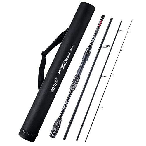 Goture 4-Piece Travel Carbon Fishing Rod M/MH Action 6.6-12ft Multi-Colors | Goture multi-spec travel fishing rods adopt upgraded high-grade carbon fiber blank with premium Fuji line guides - color: Camouflage, size: Spinning/7'-Moderate-Fast/Medium