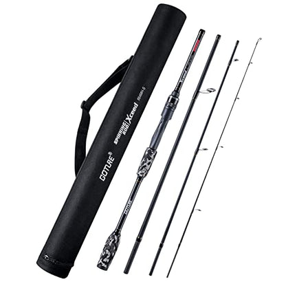 Goture 4-Piece Travel Carbon Fishing Rod M/MH Action 6.6-12ft Multi-Colors | Goture multi-spec travel fishing rods adopt upgraded high-grade carbon fiber blank with premium Fuji line guides - color: Camouflage, size: Spinning/7'-Moderate-Fast/Medium