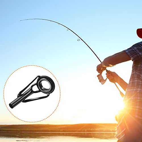 PATIKIL Tube Dia Fishing Rod Tips Repair Kit, Stainless Steel Black Guide Ring for Fishing - size: 2.6mm