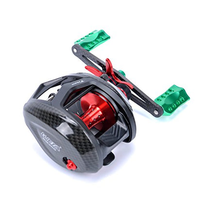 NEW Replacement Carbon Fiber 6061 Aviation Aluminum Fishing Reel Handle knobs Accessories for Baitcasting Rocker - color: 02S-S GREEN