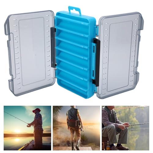 ‌Double-Sided Fishing Lure Box – 14-Slot Water proof Bait Organizer with Handle & Ventilation for Freshwater/Saltwater Fishing(Blue)