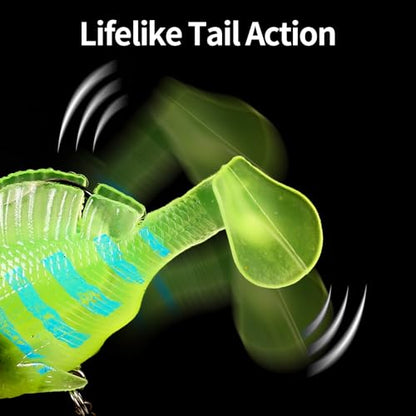 Soft Fishing Lures for Bass: Premium Pre-Rigged Jig Head Paddle Tail Swimbaits for Freshwater and Saltwater - color: 12pcs spinner