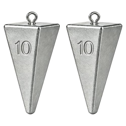 Pyramid Sinkers Fishing Weights, Saltwater Fishing Sinkers for Surf Fishing Gear Tackle - 1oz, 2oz, 3oz - style: 10 Ounce-2pcs