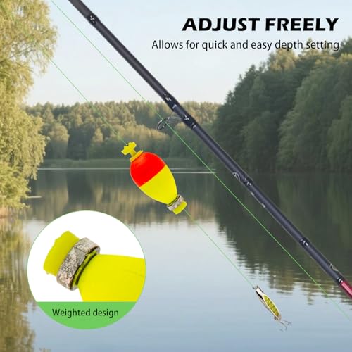 Fishing Bobber Slip Bobbers for Fishing 15 Pcs Foam Snap Weighted Floats Set Bobbers Fishing Tackle Accessories Fishing Supplies - color: F-Weighted Colorful-16pcs