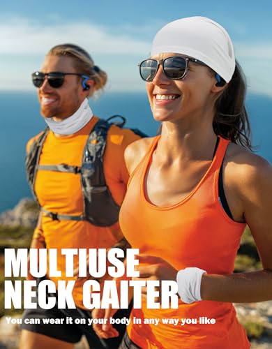 JHYWELL Cooling Neck Gaiter Face Mask, UV Protection Masks Gator, Windproof Bandana for Skiing, Fishing, Hiking, Cycling - color: White Pack