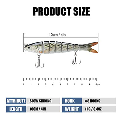 TRUSCEND Swimmax Easy Catch Fishing Lures with BKK Hooks, Wiggling, Vibrating, Rattling and Gurgling for More Bites, Heavy-Duty Dyneema Fiber Jointed Swimbaits for Bass, Trout, Crappie, Walleye, Pike - color: B-4",0.4oz