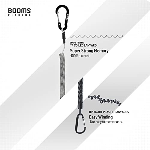 Booms Fishing T04 Fishing Lanyards Fishing Tool/Pole Safety Coil Lanyard Retractable Wire Inside Tup Cover - color: Colorful, with carabiner, 6pcs