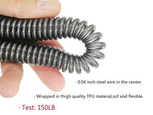 Drchoer Fishing Rod Lanyard for Trolling: 10ft-150LB Saltwater Rod Reel Safety Tether - Retractable Fishing Tool Coil Lanyard for Deep Sea Pole Kayak Paddles Leash