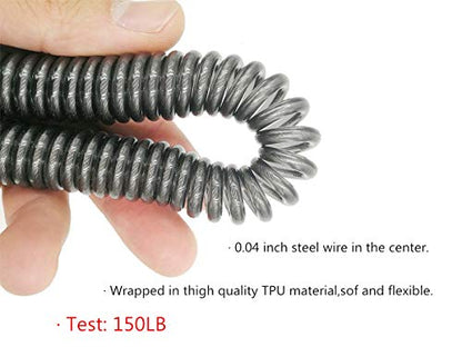 Drchoer Fishing Rod Lanyard for Trolling: 10ft-150LB Saltwater Rod Reel Safety Tether - Retractable Fishing Tool Coil Lanyard for Deep Sea Pole Kayak Paddles Leash