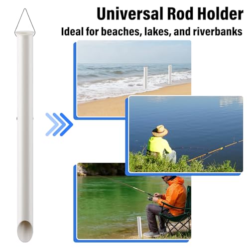 Dr.Fish PVC Sand Spike Surf Fishing Rod Holder, 27" Beach Fishing Surf Casting Rod Holder Portable Rod Stand for Beaches, Riverbanks and Sandy Shores