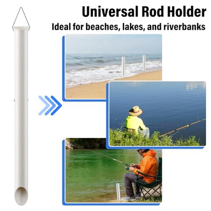 Dr.Fish PVC Sand Spike Surf Fishing Rod Holder, 27" Beach Fishing Surf Casting Rod Holder Portable Rod Stand for Beaches, Riverbanks and Sandy Shores