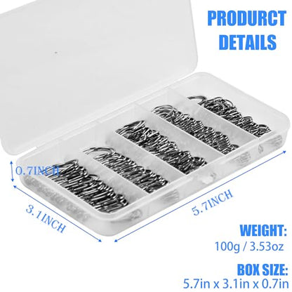 210pcs Fishing Hooks Kit Saltwater Freshwater Circle Hooks High Carbon Steel Barb Fish Hooks Fishing Gear Equipment with Tackle Box Assorted Size Octopus Beak Offset Fishing Hooks
