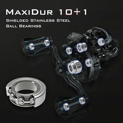 KastKing Speed Demon Elite Fishing Reel, World's Fastest 10.5:1 Gear Ratio/Deadbolt Baitcasting Reel, 10+1 Shielded Stainless Steel BB, CNC Lightweight Aluminum Frame, Available in Skipping Version - color: Deadbolt- No Drag- 7.4:1- Left
