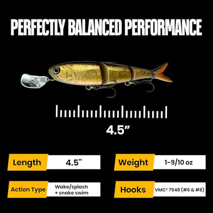 Headbanger Spitfire Topwater Fishing Lure (4-1/2" & 6-1/2") - color: Golden Shiner, size: 4-1/2"