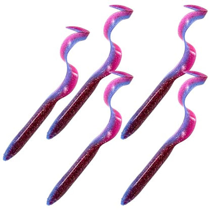 Dr.Fish 5 Pack Sand EEL Lures Saltwater Soft Fishing Lures Swimbait 6 Inch 3/8oz Surf Fishing Creature Baits Soft Plastic Artificial Ribbontail Worm - color: Blue/Purple