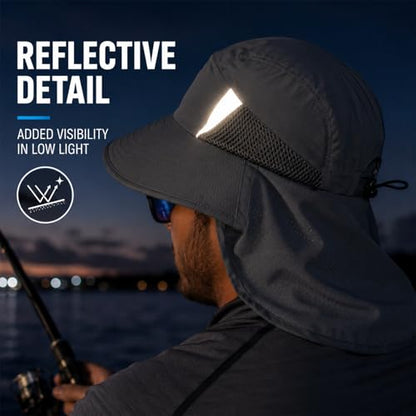 Palmyth Fishing Hat Wide Brim Sun Hat with Neck Flap & Sunglasses Storage | Sun Protection, Adjustable Fit, Breathable Mesh & Sweatband, Foldable, For Men & Women - color: Carbon