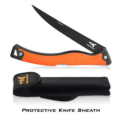 KastKing Folding Fillet/Fishing/Camping/Hunting Knife and 7.5” Aluminum Saltwater Fishing Pliers, Includes Sheath