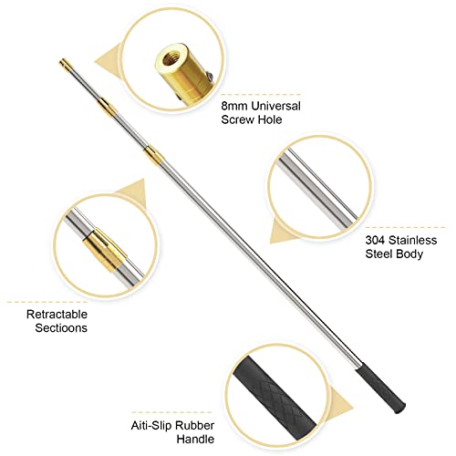 Cyfie Retractable Fishing Gaff, 4.8/6.6/7.8/9.4/16.4ft Telescopic Fishing Gaff with 8mm Screw, Capable for Fish Gig Spear Harpoon Hook, Ice and Saltwater Fishing Gaff Pole for Hunting Fish Frog Mole - color: 4.8 Feet Extending Pole