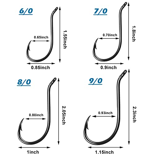 Black Octopus Fishing Hooks, 100pcs Catfish Circle Hooks, High Carbon Steel, Long Shank, Freshwater Saltwater - size: 1/0#(100pcs per pack)