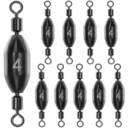 Fishing Weights Swivel Bullet Sinkers Brass Fishing Weights Saltwater Freshwater Bass Sinker Weight with Swivel Rolling 1/4oz, 1/8oz, 1/16oz，1/32oz, 3/8oz, 1/2oz - style: 1/2oz-10pcs