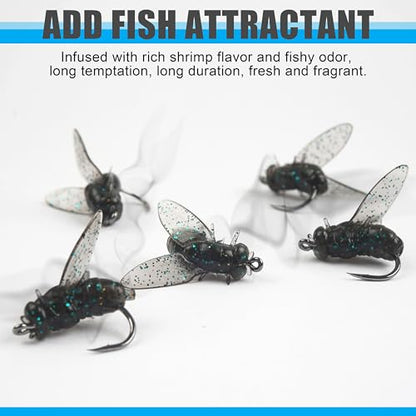 Bionic Fly Fishing Bait, 18/36pcs Fly Fishing Flies Lures Kit Trout Jigs Swimbait Dry Flies Trout Panfish Lures Freshwater Saltwater Flies Fly Fishing Hook Artificial Soft Bait - style: Black-18pcs