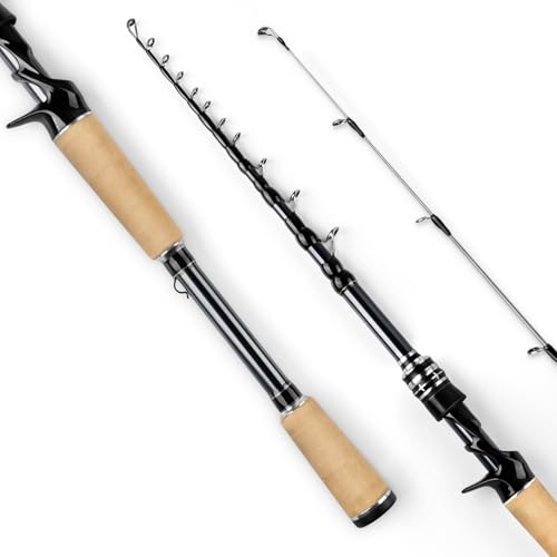 KastKing Megatron Titanium Telescopic Casting & Spinning Fishing Rods, IM7 Graphite Travel Rod with Titanium Solid Tip, Power Transition System, for Freshwater and Inshore Fishing - size: 7'6''- M- Fast, style: Cast