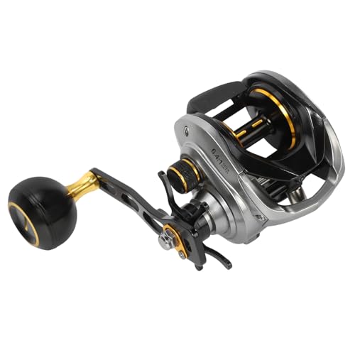 Baitcasting Reels 6.4:1 Gear Ratio 33LB Max Drag 8+1 Bearing | Baitcasting Fishing Reels Aviation-Aluminium Spool Aluminum Star-Shaped Trailer and Handle Arm Drag Alarm System - color: Silver-Right