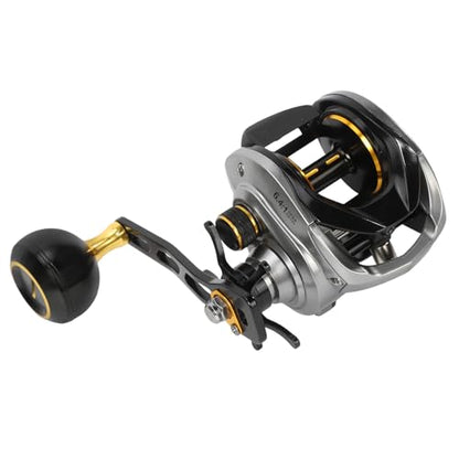 Baitcasting Reels 6.4:1 Gear Ratio 33LB Max Drag 8+1 Bearing | Baitcasting Fishing Reels Aviation-Aluminium Spool Aluminum Star-Shaped Trailer and Handle Arm Drag Alarm System - color: Silver-Left