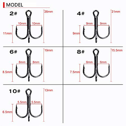 AMHDV Feather Fishing Hooks Strong Treble Hooks Size 2 4 6 8 10 (Pack of 20) - color: Red and green, size: 2#