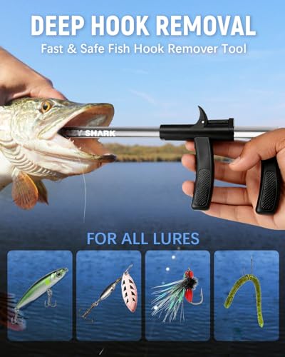 Fish Hook Remover Tool, Aluminum Fishing Hook Remover Extractor 13.6in - color: gun metal