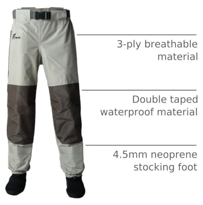8 Fans Mens Womens Waist Waders,3-Ply Durable Breathable Waterproof Stockingfoot Insulated Wading Pants for Fishing Kayaking - size: Small
