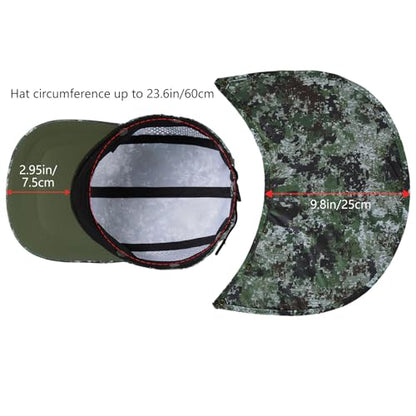 BASSDASH UPF 50+ Foldable Fishing Hat Baseball Cap with Removable Neck Flap Portable for Men Women Golf Hiking - color: Woodland Ⅱ With Unfoldable Brim