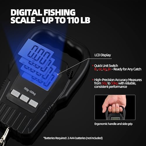 Fishing Tool Kit with Fish Gripper, Portable Fish Scale, Stainless Steel Soap & Measuring Ruler – Saltwater Resistant Tackle Accessories for Freshwater and Saltwater Anglers (Black) - color: Black, 3-in-1 Kit