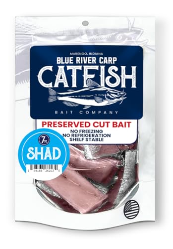 Shad Scented - - Preserved Cut Bait for Fishing in a Convenient 7oz - Reasealable Package with Many Pieces.