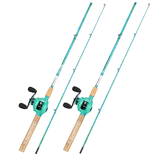 Sougayilang Fishing Rod and Reel Combo, 2-Piece 5-Foot 6-Inch Graphite & Fiberglass Rod, Durable and Strong, Quickset Anti-Reverse Fishing Reel (1Pack/2Pack) - color: Casting Combo - Left- 2 PACKS