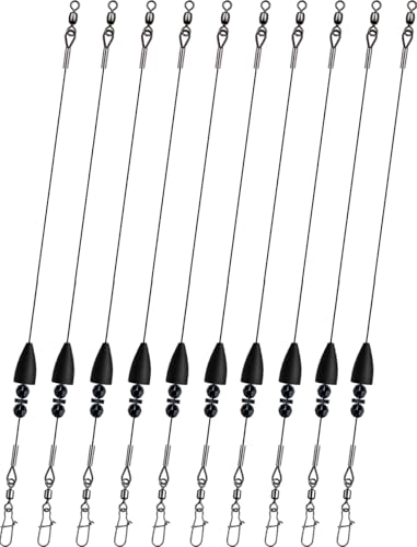 Texas Rigs 10 Pack, Pre-Rigged Bass Fishing Rig with Bullet Weight, Swivel & Snap, Weedless Soft Plastic Rig for Largemouth & Smallmouth Bass - color: Black, size: 1/2oz