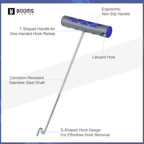 Booms Fishing Hook Remover Tool: 10.9" Stainless Steel Fish Dehooker - Shark Hook Remover with Towel & Lanyard - Quick Release Hooks Extractor - XW22 Saltwater Fishing Tool Set for Angler