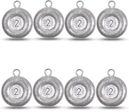 Disc Sinkers Fishing Weights, Coin Fishing Sinkers Weights Saltwater Surf Fishing Weights Bottom Drifting Trolling Catfishing Fishing Sinkers Saltwater Gear Tackle 1oz 2oz 3oz 4oz 5oz 6oz 8oz - style: 2 Ounce, 8 Pack