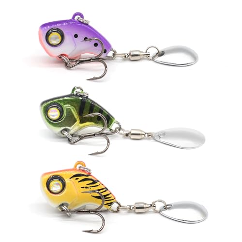 Stonefish 3PCS Spinner Baits Fishing Lure Kit, Trout Lures with Sharp Treble Hooks, Vibrating Swimming Bait for Bass Walleye Pike Freshwater Fishing - color: A-10g