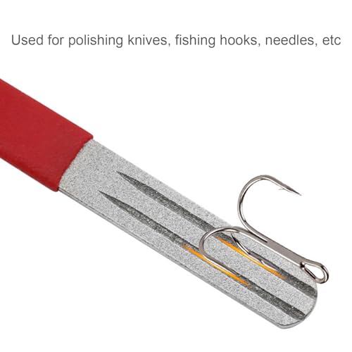 Conskyee Fishing Hook Sharpener, Double Sided Fine and Medium Grit Hook Diamond File, Portable Grinding Tool, 4inch(Pack of 2)