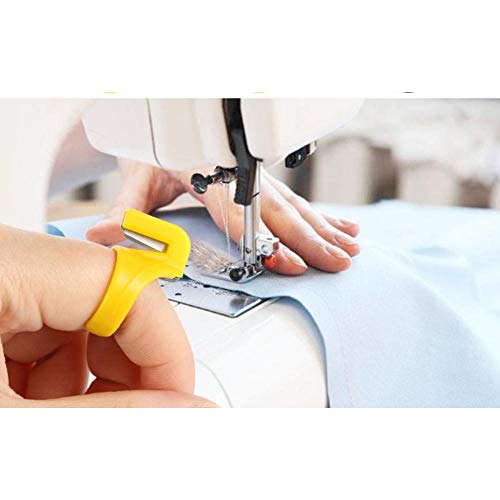 15 Pieces Finger Knife Ring Plastic Quilting Thread Cutter Thimble Sewing Accessories Handcraft DIY Tool with Blade for Cutting Yarn, Fishing Line, Weaving, Mixed Color