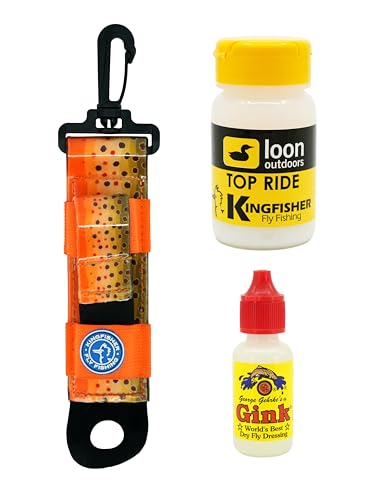 Gehrke’s Gink and Loon Outdoors Top Ride Dry Fly Floatant with Kingfisher Combo Holder - color: Fall Run Brown Trout