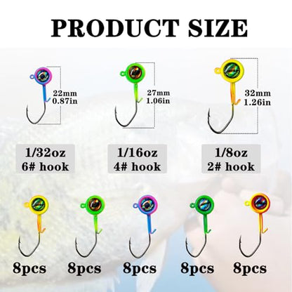 Crappie Jig Heads, 40packs Fishing Jig Heads Hooks Swimbait Jig Head 1/32oz 1/16oz 1/8 oz Fishing Jigs Heads for Crappie Bass Fishing - color: 1/32oz-40packs