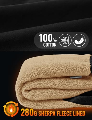 TBMPOY Men's Winter Vest Casual Sherpa Fleece lined Full Zip Lightweight Vest Outerwear Warm Cotton Travel Jackets - color: Black, size: X-Large