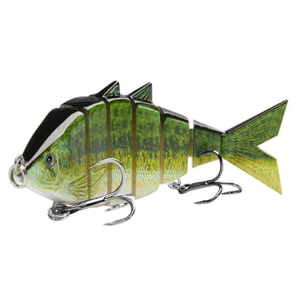 BASSDASH Bone Swimbait Multi Jointed Hard Fishing Lure for Bass Trout Bluegill Pike with Angled Cut Segments - color: Largemouth Bass