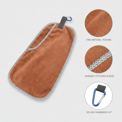 Camping Towel with Carabiner Clip, Soft Fleece for Hiking and Fishing, 12.6 x 7.5 Inches (1 PC)