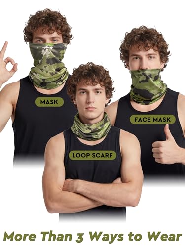 9 Pieces Men Balaclava Neck Gaiter Face Mask Summer Sun Protection Cooling Breathable Head Cover Scarf Bandana - color: Military Camouflage
