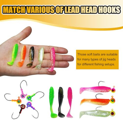 1.96'' Realistic Soft Fishing Lures Paddle Tail Micro Baits, 40-Pack Soft Plastic Baits Compatible with Jigheads & Hooks Fishing - color: 5cm Soft Lures-Style A